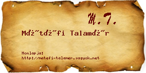 Mátéfi Talamér névjegykártya